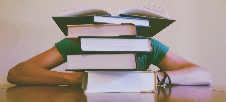 A big pile of books.