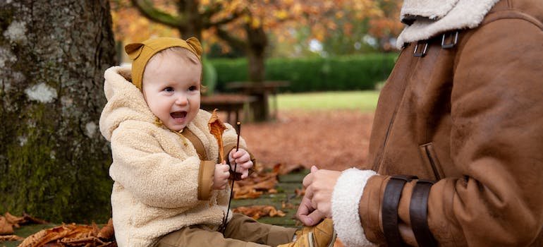 A happy baby in the park