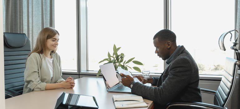 A young woman at a job interview
