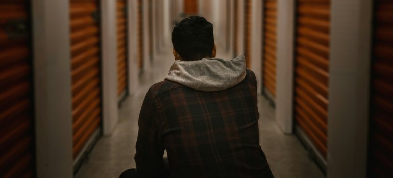 A person in a hallway.