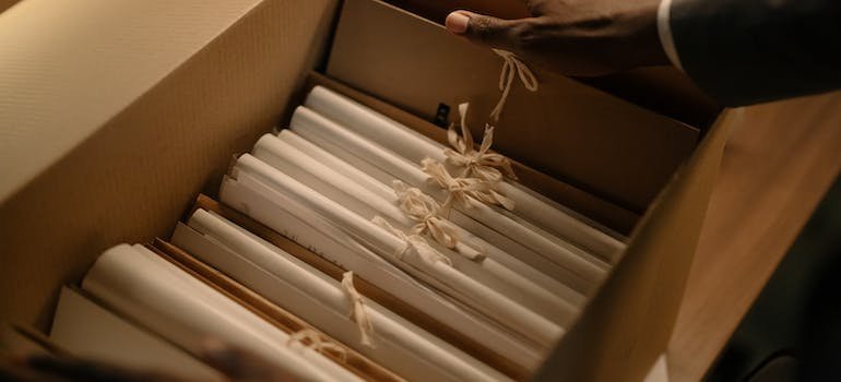 Documents in a box.