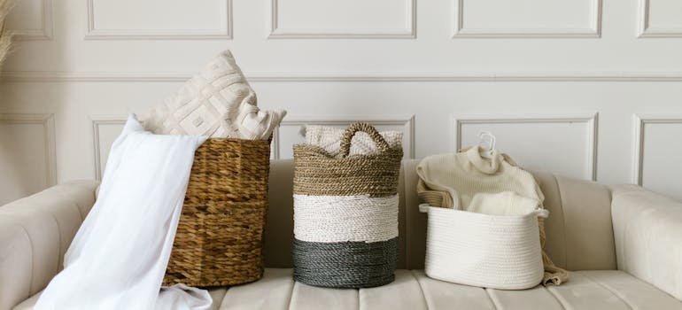 Organization baskets when you declutter your home for sale.