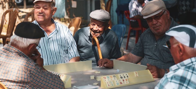 Retirees playing a board game