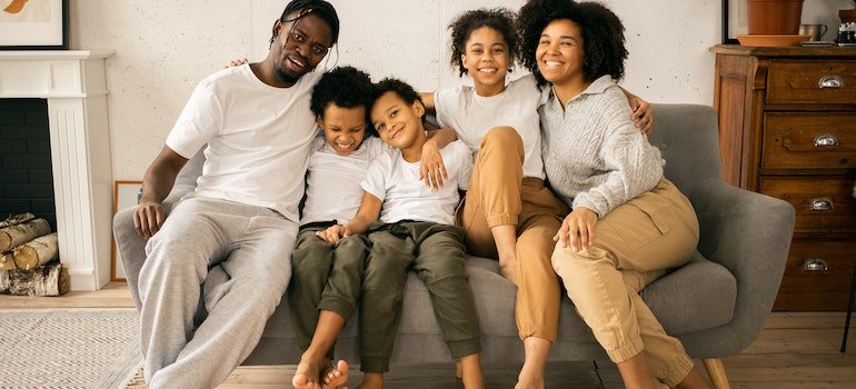 A happy family taking a picture