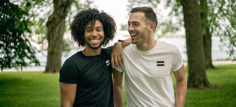 Two happy friends together