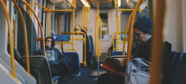 Two people on a bus