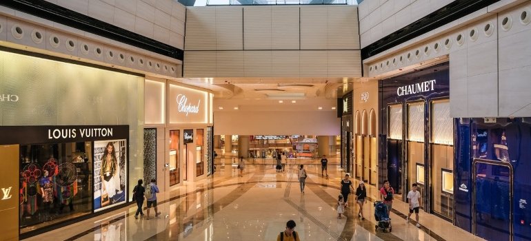 The interior of a shopping mall