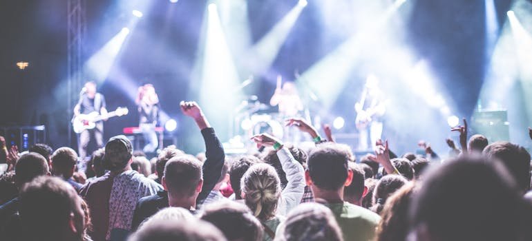 A group of people at a concert.