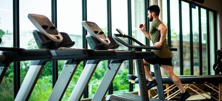 A man running on a treadmill.