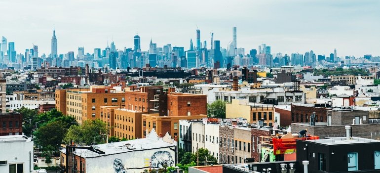 Aerial view of the neighborhood where you can rent storage Bushwick NYC locals speak highly of.