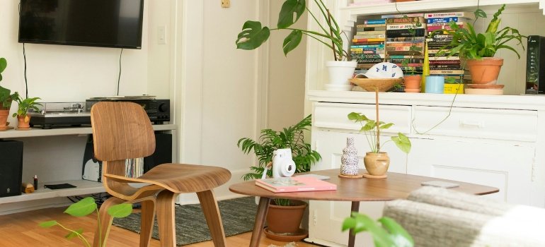 A small apartment decorated with houseplants