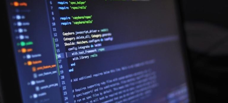Programming codes on a screen.