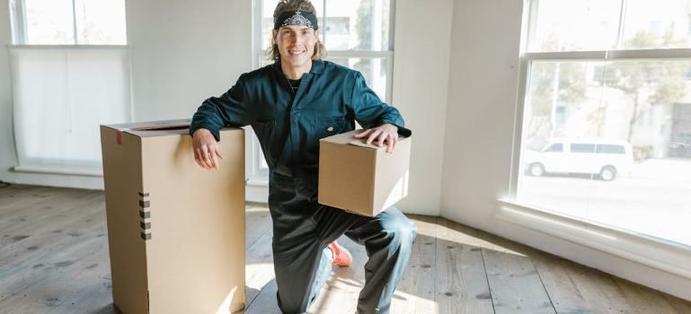 A professional picking items for storage.