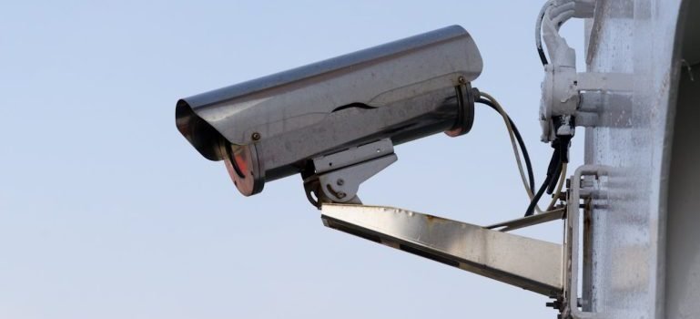 A security camera in commercial storage for NYC enterprises.