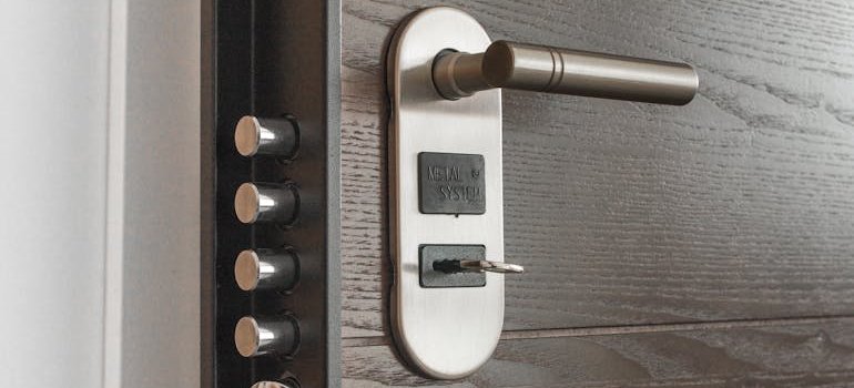 A key in a door lock