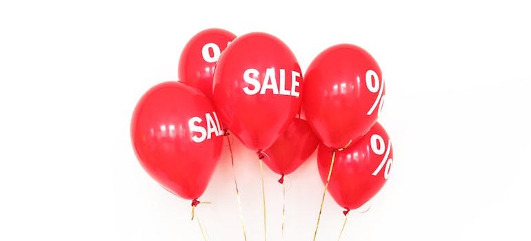 Balloons with a sign sale for good deals on storage in Staten Island