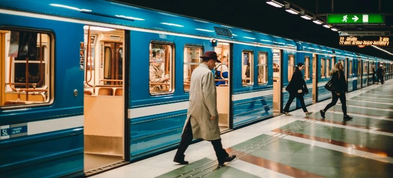 Brooklyn’s subway station captures the urban energy as residents travel across the city’s neighborhoods.