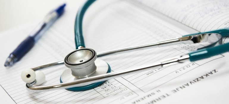 Stethoscope on a medical chart, representing healthcare accessibility for Bronx residents.