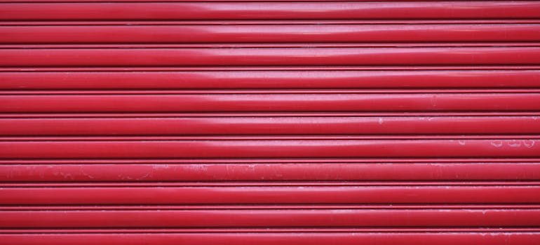 A red storage door