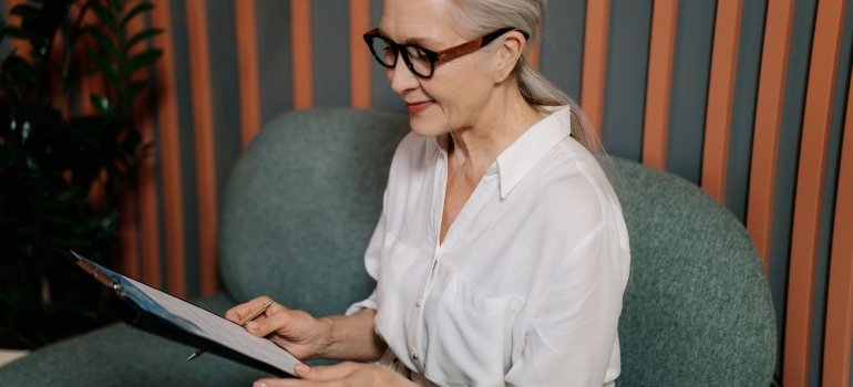 A woman reading.