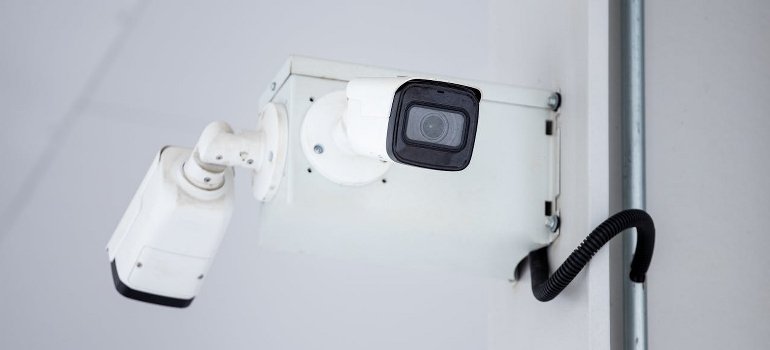 Surveillance camera on the wall.