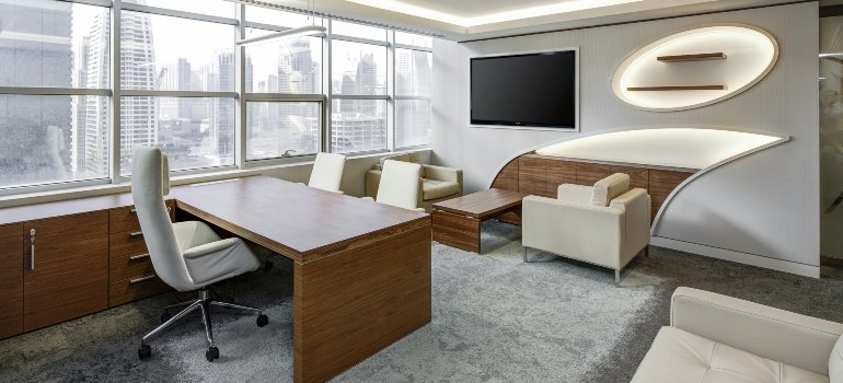 A modern office space.