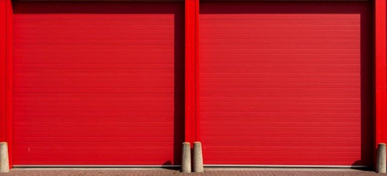 Red doors to storage units.