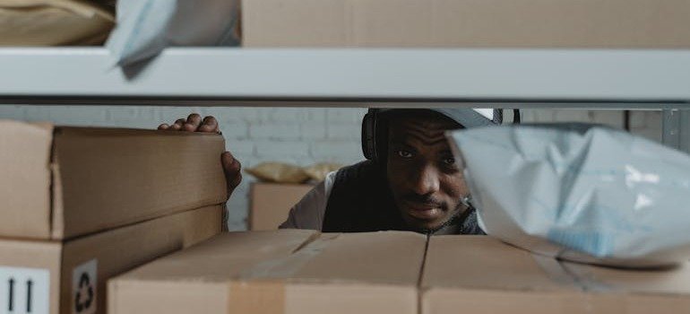 A man checking out what he stored