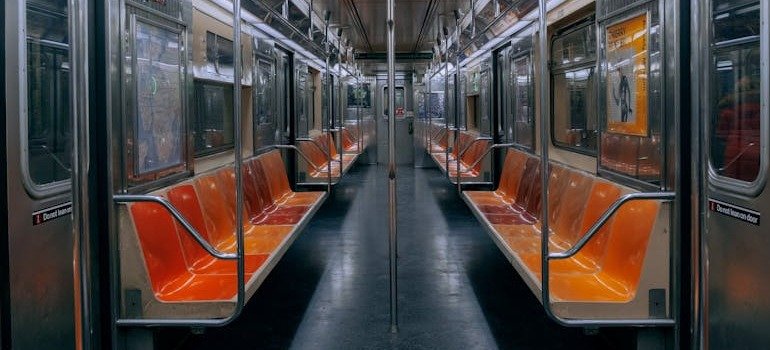 The interior of a subway.