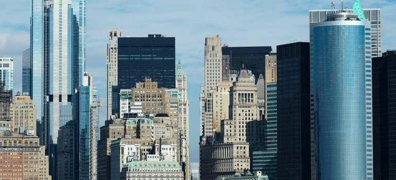 Concrete buildings in the Financial District.