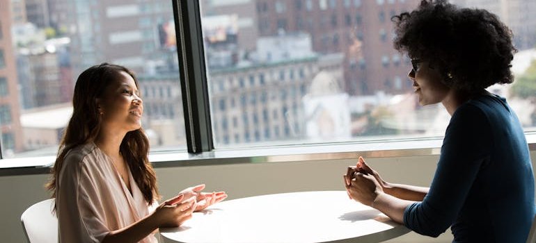 A couple talking to each other.
