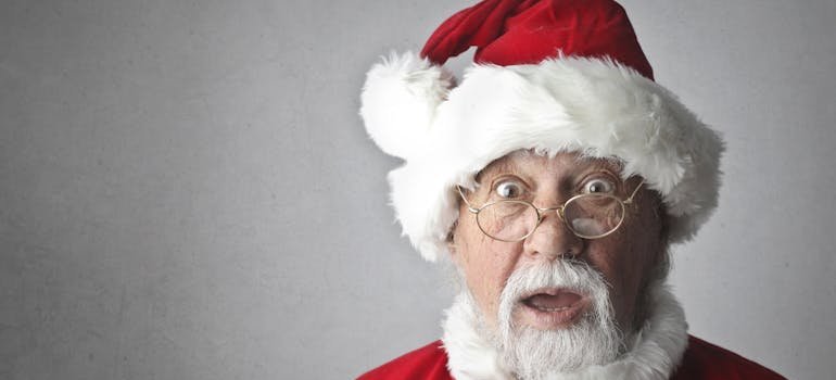 A shocked Santa because of the best storage rates in NYC