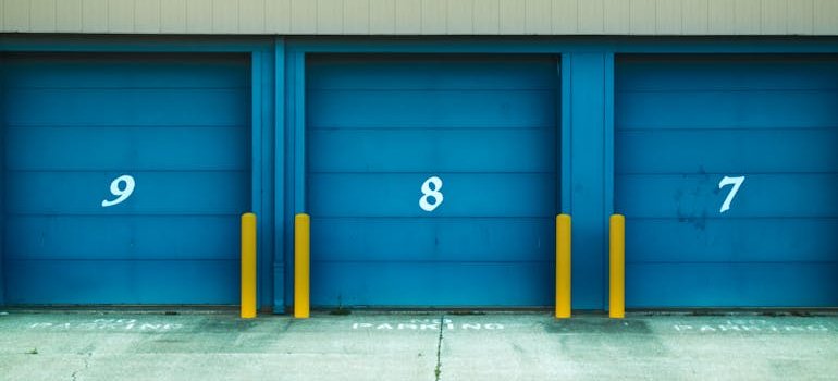 Blue doors to storage units.