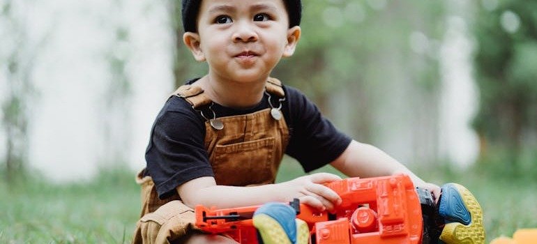 A child playing with toys.