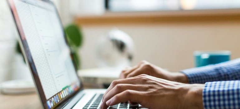 A person is using a laptop.