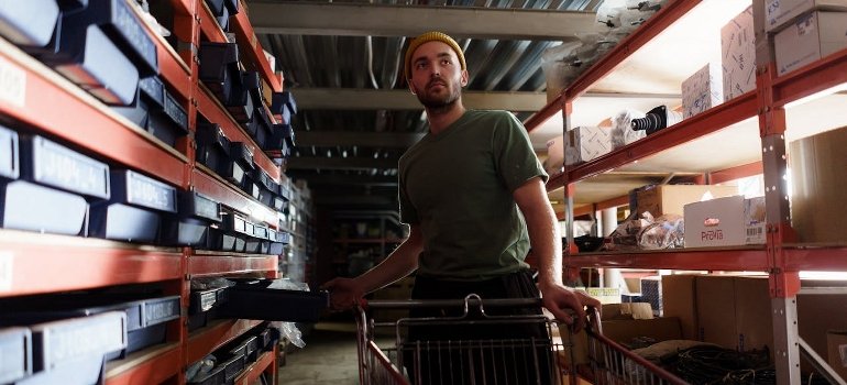 A man working in a warehouse.