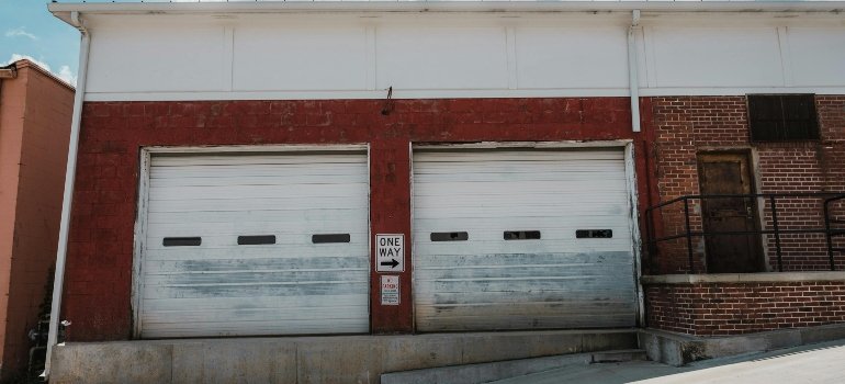 A white front garage door.