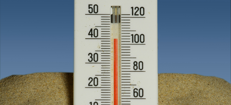 A thermometer that symbolizes the need for a climate-controlled unit when you want to store your antique and furniture items.
