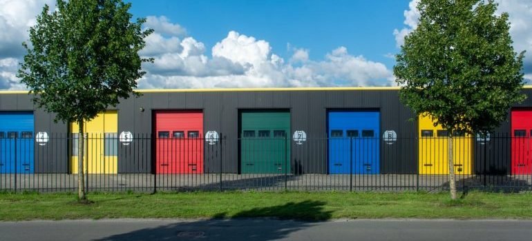 Doors to storage units where you can apply green storage practices.
