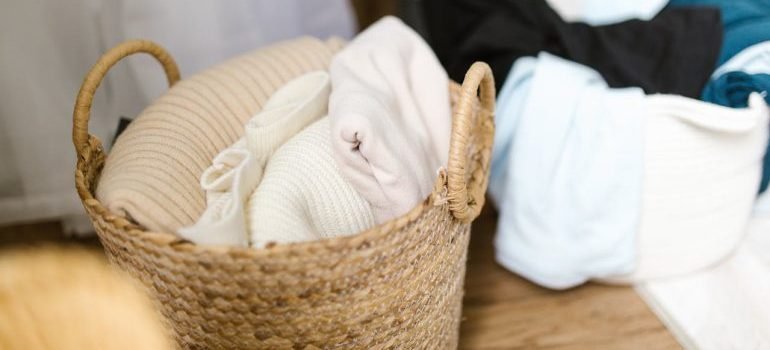 Clothes packed in a basket.