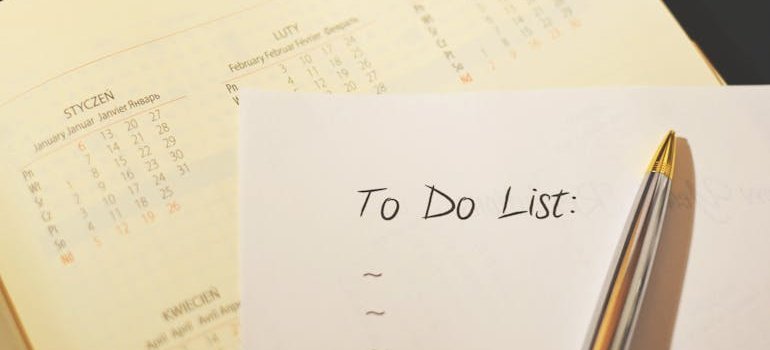 a checklist on top of a calendar