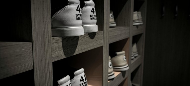 shoes placed on the shelves