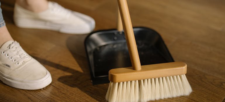 person cleaning