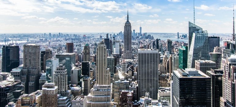 Manhattan skyline filled with skyscrapers and the Empire State Building, tied to Myths About Moving to Manhattan.