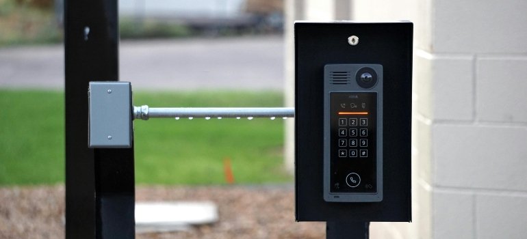 Paying extra for unlimited storage access with secure door intercom in building