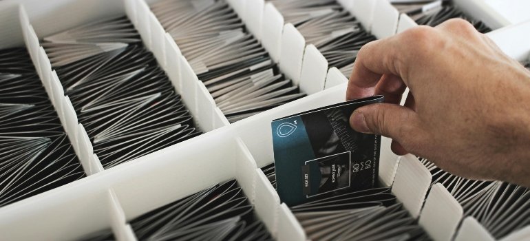 a paper stored in the box of papers
