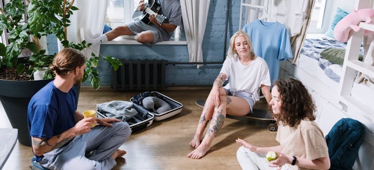 A group of students moving out of NYU dorms
