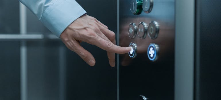 A person in the elevator