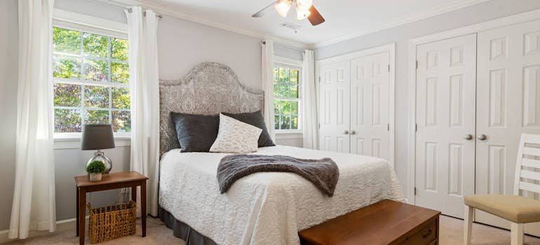 A bed in the bedroom