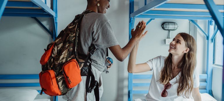Two students moving out of NYU dorms